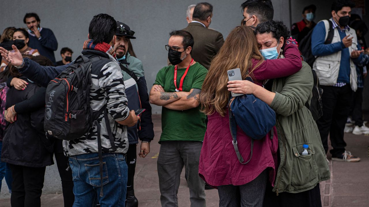 People mourn the death of Chilean journalist Francisca Sandoval, who died after after being shot at a May Day demonstration in Santiago. 
