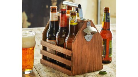 Hammer + Axe Wooden Beer Caddy Brown