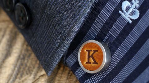 KingsleyLeather Personalized Leather Cufflinks 