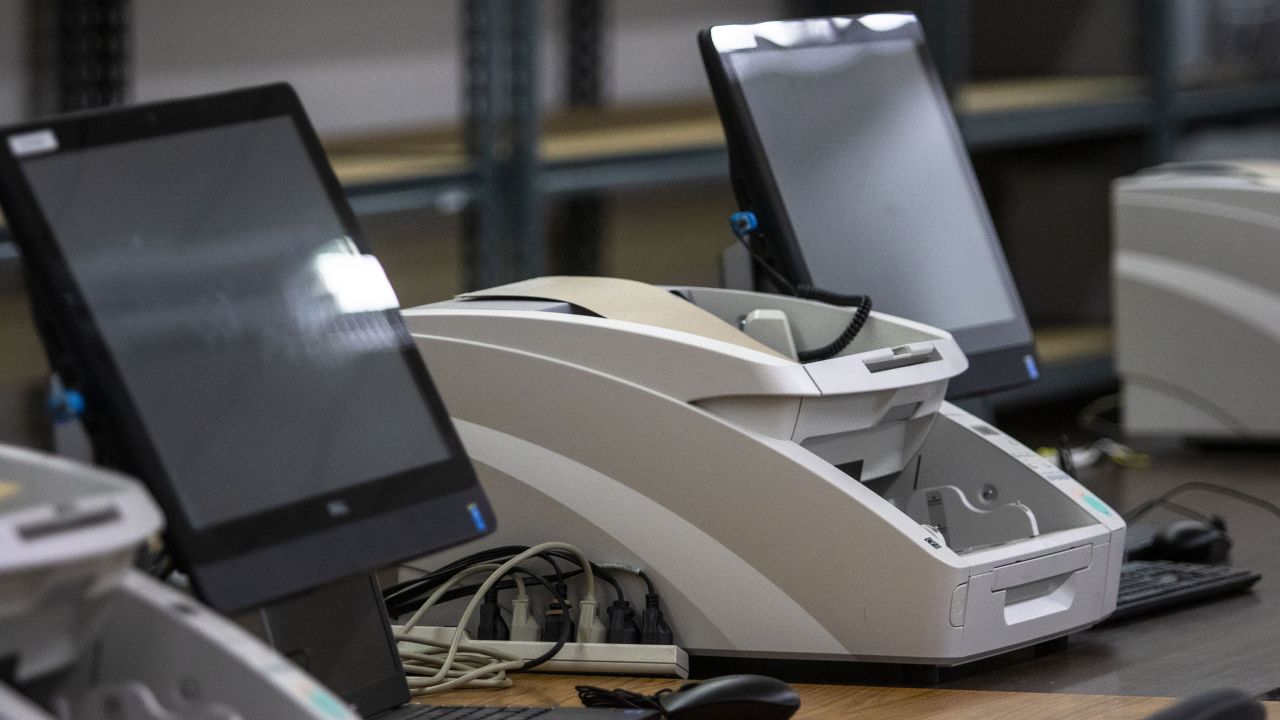 A ballot tabulator using Dominion Voting Systems is seen as the Washoe County Voters Registrar gave press a tour of their facility and explained the process ahead of the midterm elections on April 27, 2022.