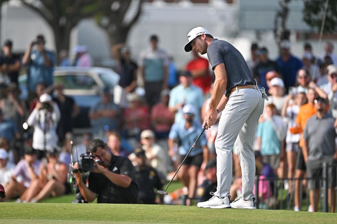 Burns clinches victory with a long-range birdie putt at the 18th.