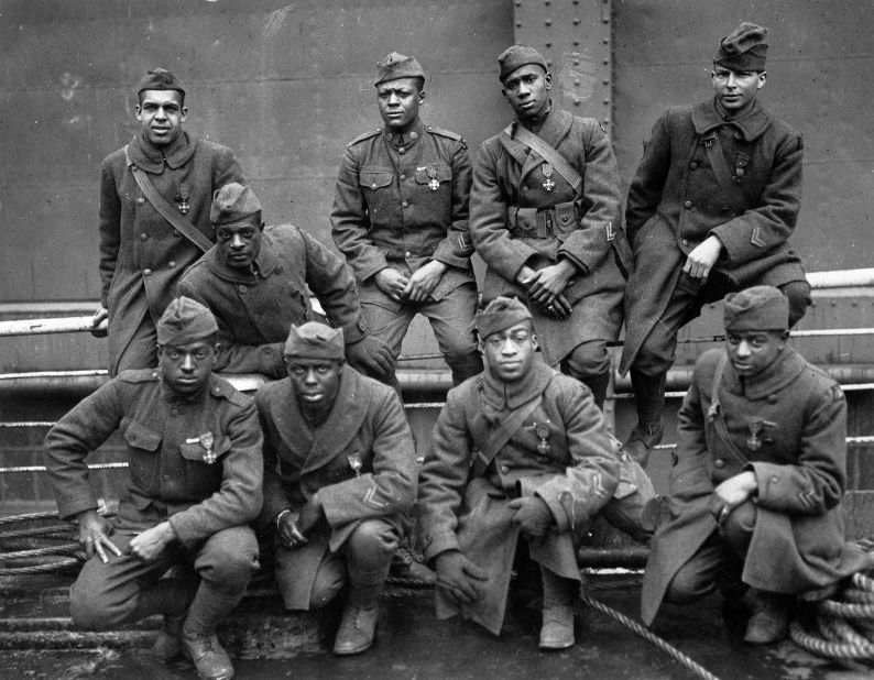 The piece was based on this photo of the Hellfighters, taken in 1919.