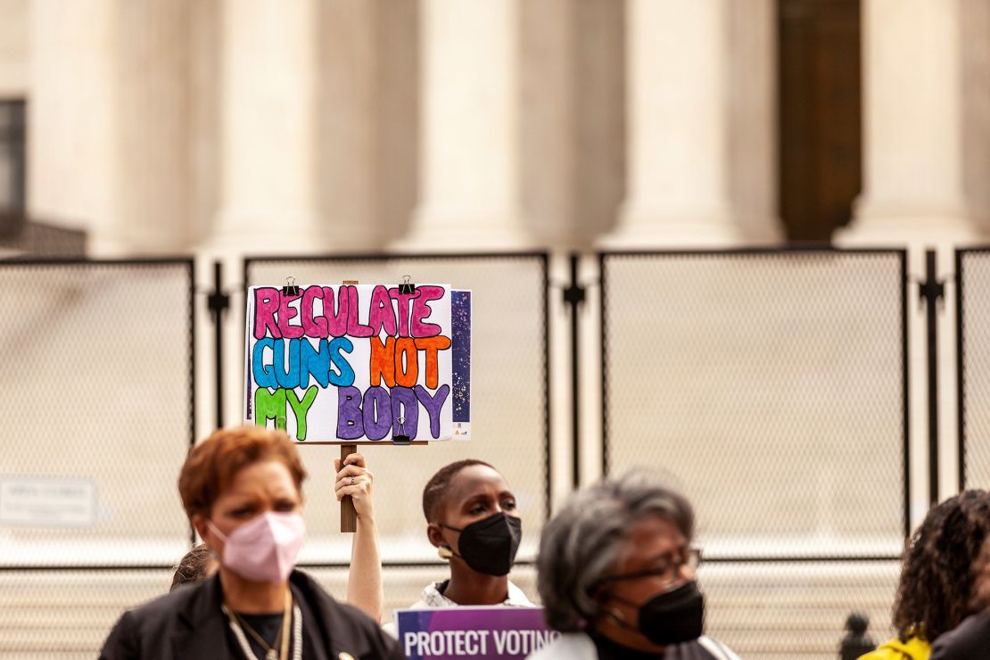 A demonstration outside the Supreme Court on Wednesday, May 25, 2022.