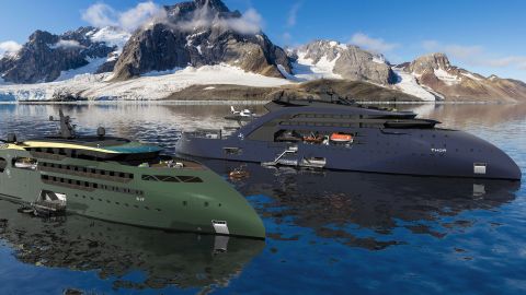 The Thor concept also has a companion ship, named Sif, which is a smaller vessel designed for expedition cruises, or exploration of remote and environmentally fragile areas such as Antarctica or the Galapagos islands.