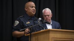 Uvalde police chief Pete Arredondo speaks at a press conference following the shooting at Robb Elementary School in Uvalde, Texas, on Tuesday, May 24.