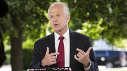 Peter Navarro, director of the National Trade Council, speaks during a television interview outside the White House in Washington, D.C., U.S., on Monday, June 8, 2020. Navarro said that the U.S. is better prepared if a second virus wave comes. Photographer: Stefani Reynolds/CNP/Bloomberg via Getty Images