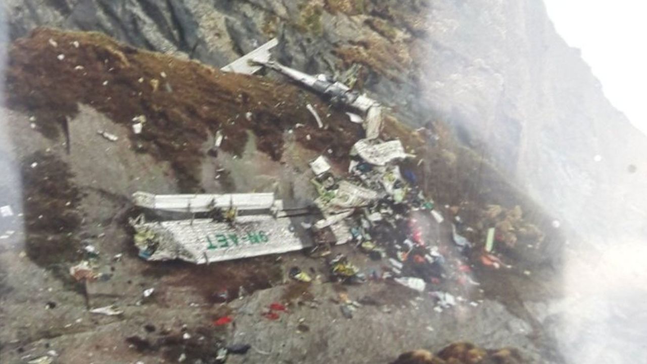 Wreckage of the Tara Air flight that went missing on Sunday, posted by a Nepali army spokesperson on Twitter.