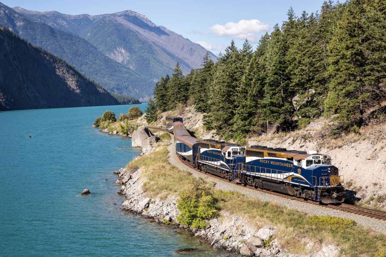 This Rocky Mountaineer route is filled with mountain vistas, desert cliffs and rock formations. 