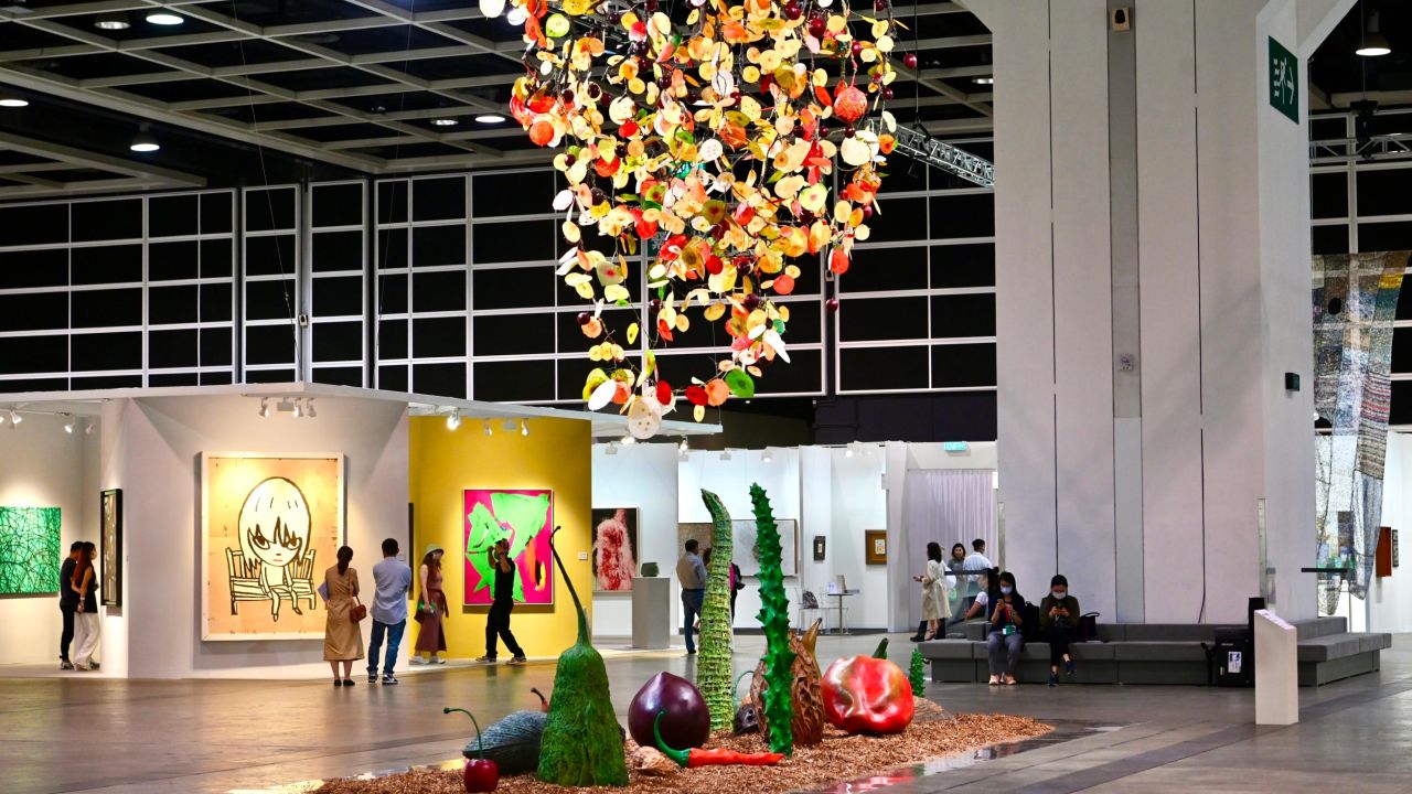 People visit the Art Basel Hong Kong 2022 at Hong Kong Convention and Exhibition Center on May 25, 2022.