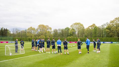 Players of Ukraine at their training camp in Slovenia.