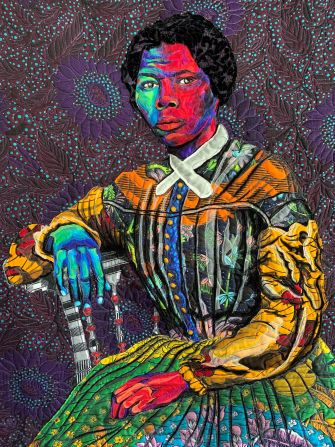 Focussing on themes of courage and strength, Butler often commemorates iconic African American figures. This quilt, called "<a href="index.php?page=&url=https%3A%2F%2Fwarnermedia-my.sharepoint.com%2Fpersonal%2Fchelsea_lee_wmcontractor_com%2FDocuments%2FI%2520Go%2520To%2520Prepare%2520A%2520Place%2520For%2520You%2520%257C%2520National%2520Museum%2520of%2520African%2520American%2520History%2520and%2520Culture%2520%28si.edu%29" target="_blank" target="_blank">I Go To Prepare a Place For You</a>," portrays American abolitionist Harriet Tubman, and is exhibited at the National Museum of African American History and Culture, in Washington, D.C.
