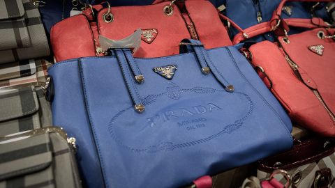 These counterfeit Prada bags were seized in Hong Kong.