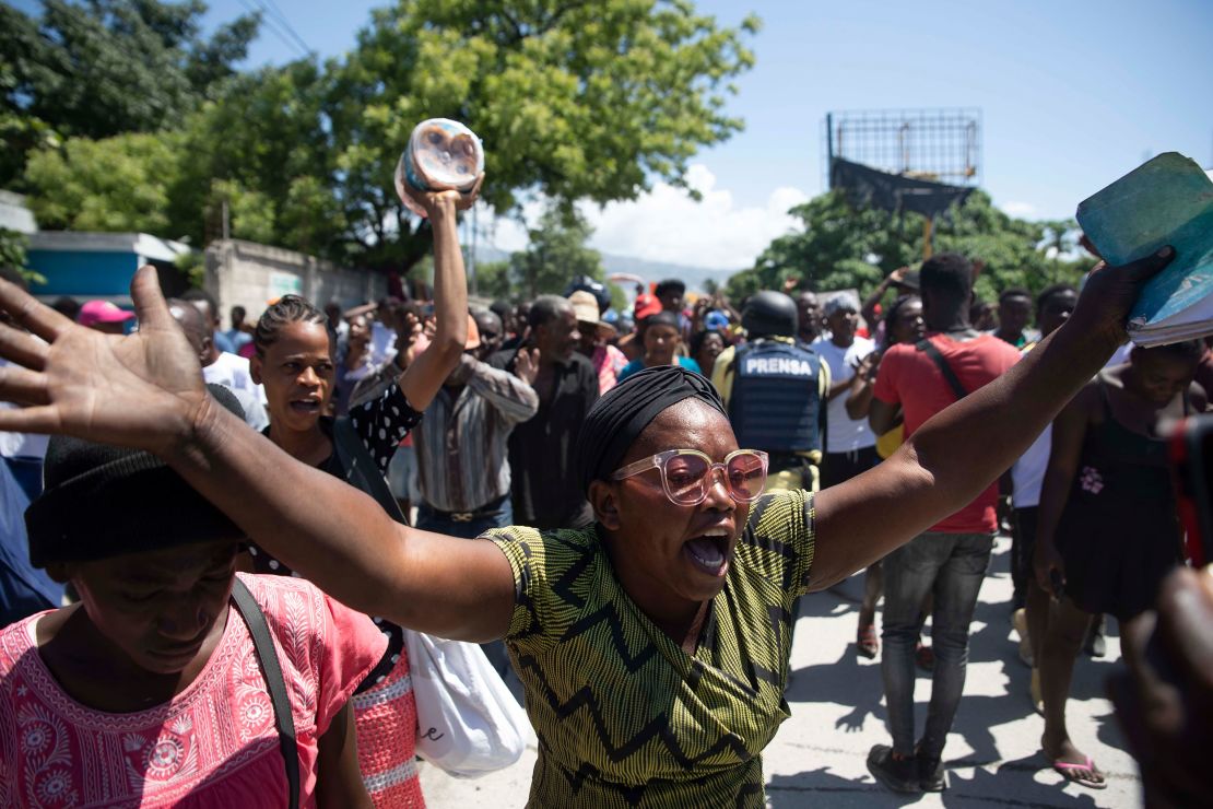 Demonstrators protest against surging violence in Port-au-Prince earlier this month. 