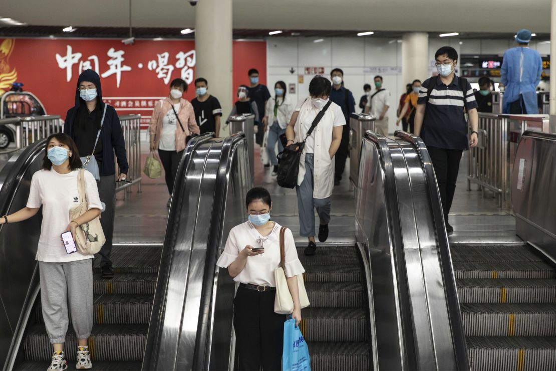 Commuters at a subway station in Shanghai on Wednesday.