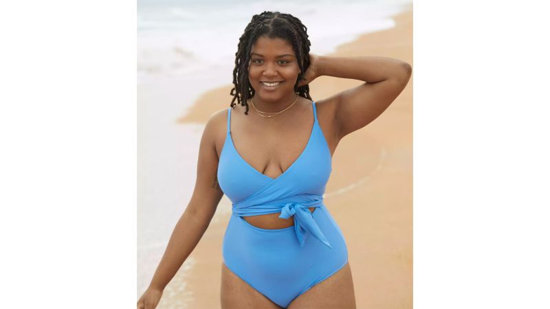 New Women One-Piece Swimsuit Checks Swimwear  Tie Padded Bathingsuit beachwear