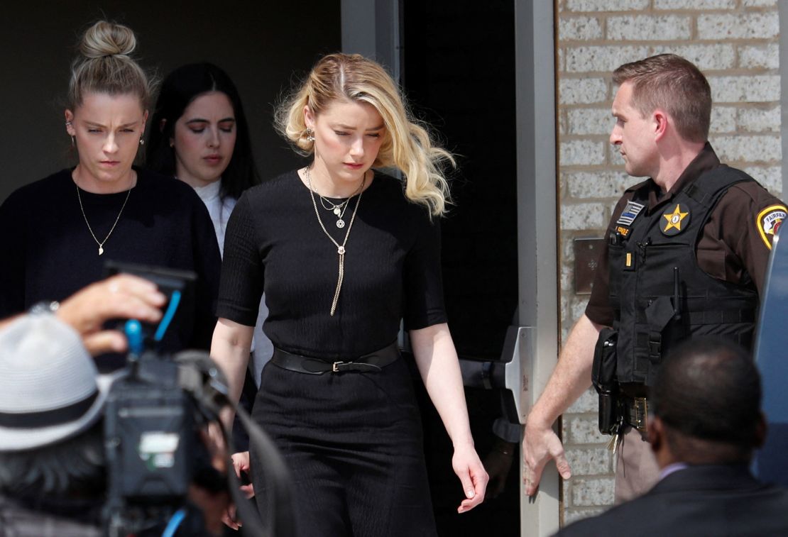 Amber Heard leaves court on Wednesday.