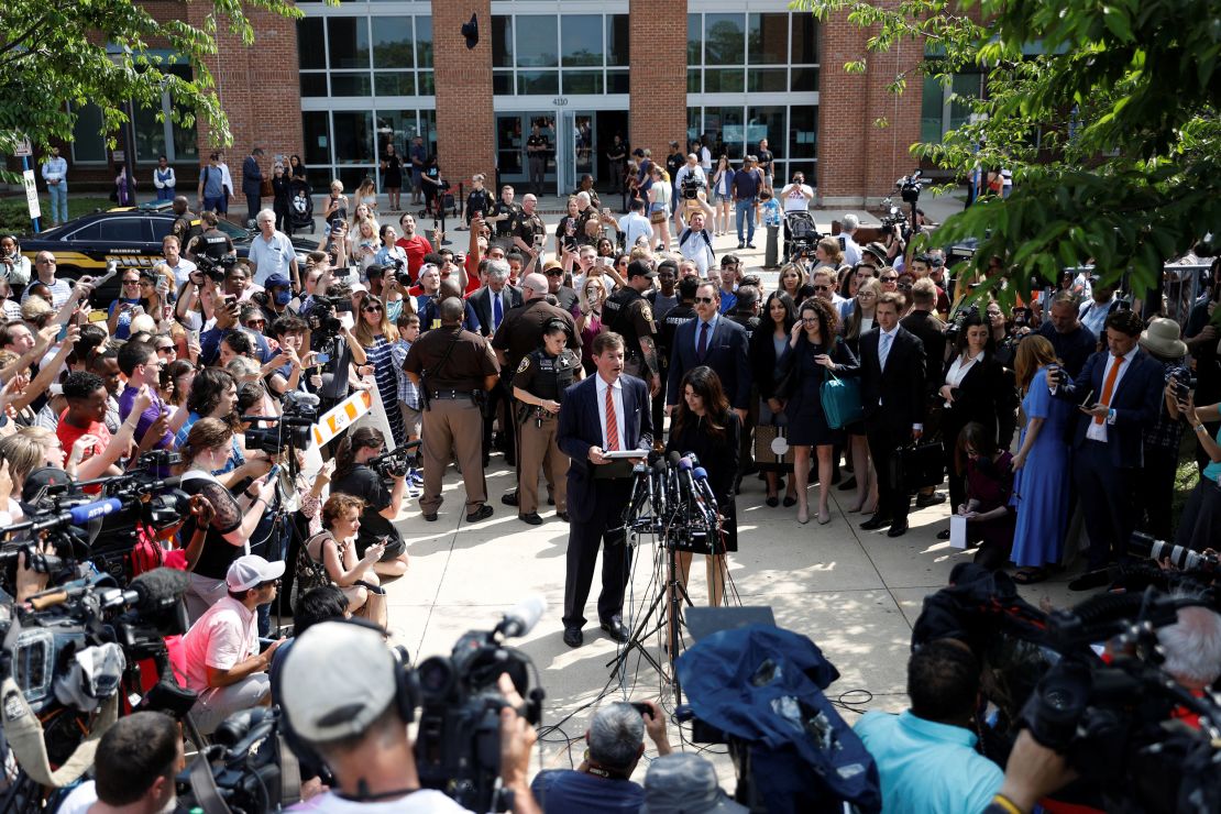Johnny Depp's attorneys Benjamin Chew and Camille Vasquez speak to the media after the verdict was announced.