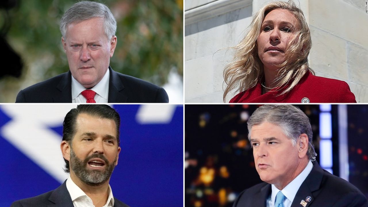 Former White House chief of staff Mark Meadows, top left, received numerous texts on January 6, 2021 from some of Trump's closest allies and supporters.