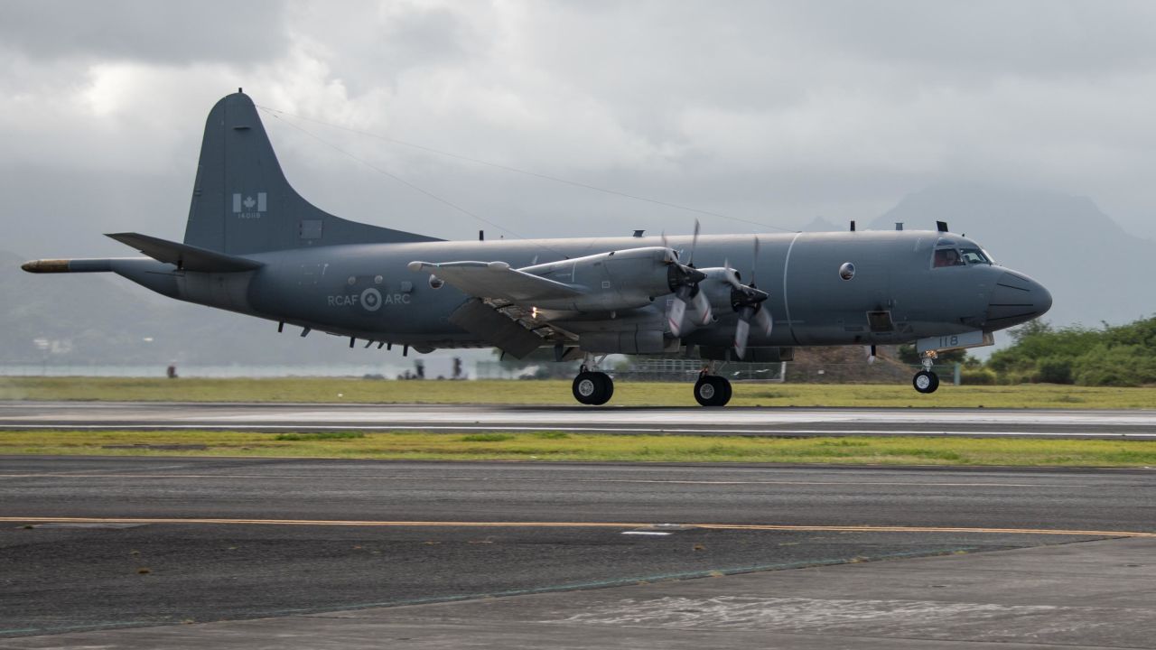 A Canadian CP-140 maritime patrol aircraft lands at Marine Corps Base Hawaii in 2018.