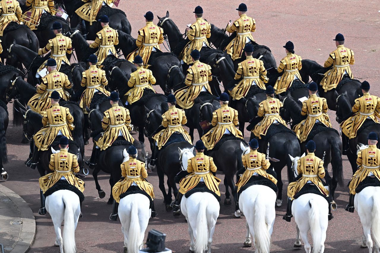 The Mounted Band of the Household Cavalry takes part in the parade Thursday.