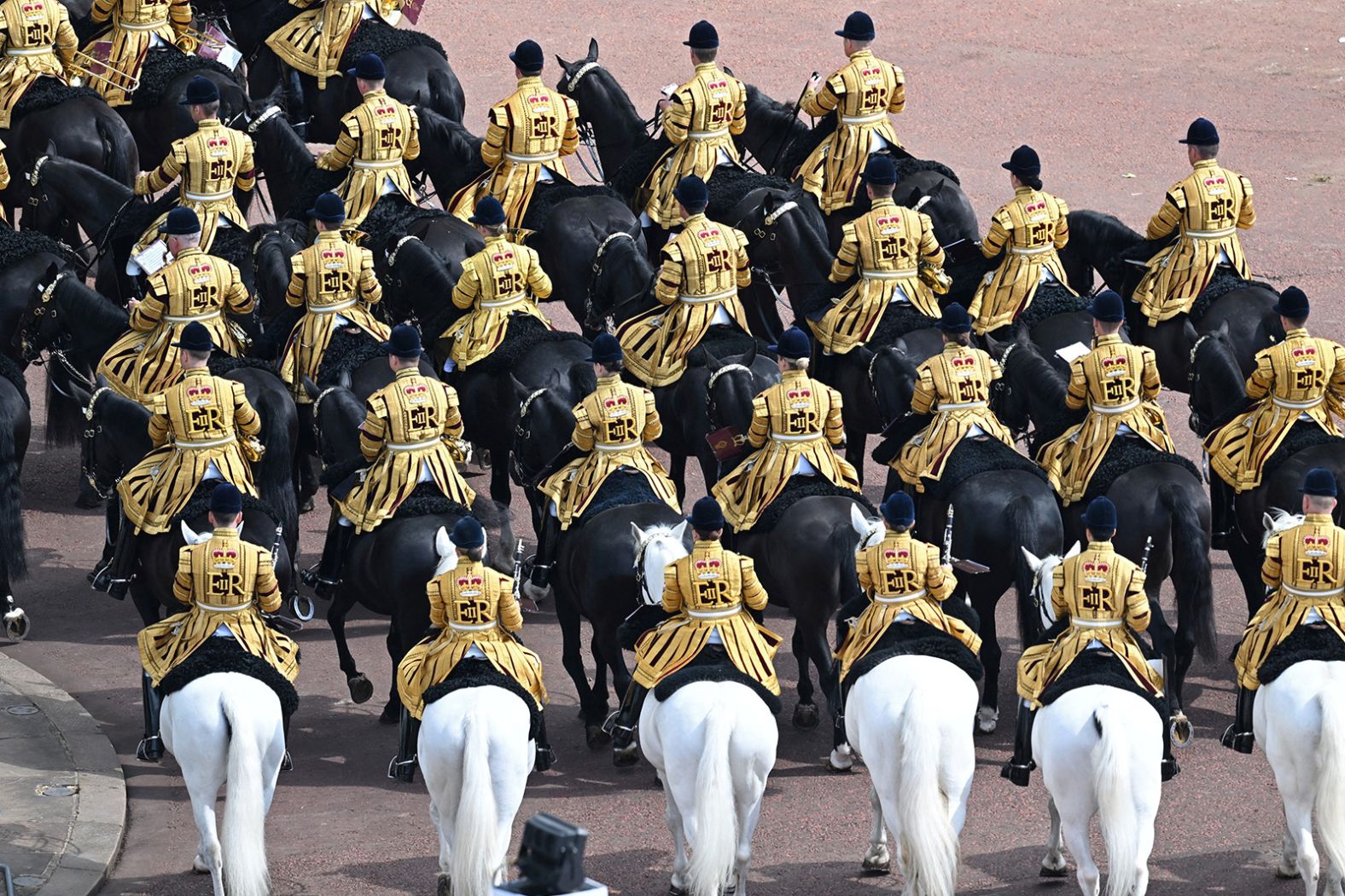 The Mounted Band of the Household Cavalry takes part in the parade Thursday.