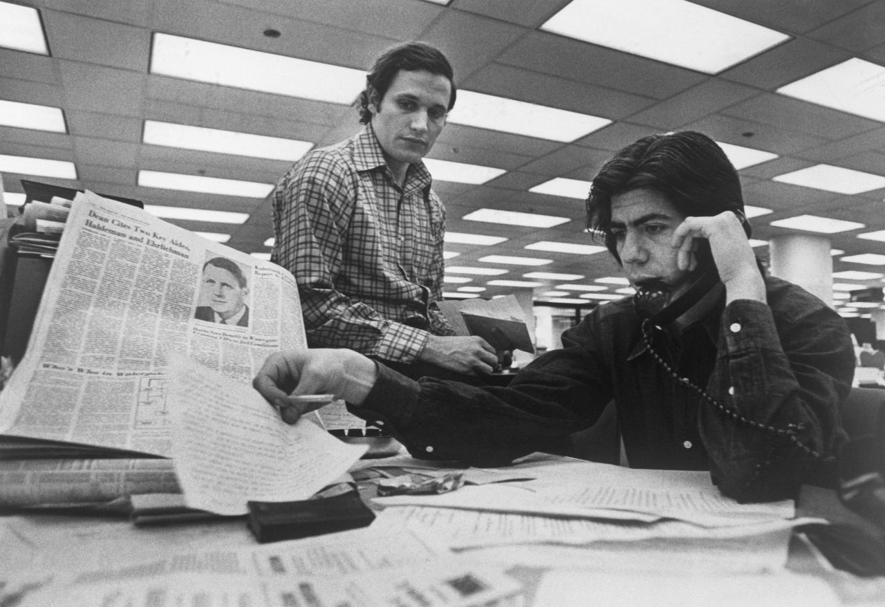 Washington Post staff writers Bob Woodward, left, and Carl Bernstein were covering the Watergate case. With the help of a source known as "Deep Throat," later identified as FBI official Mark Felt, they wrote a series of groundbreaking articles on the scandal.