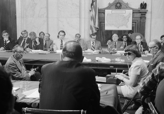 McCord, seen in the foreground, testifies before the Senate committee on May 18, 1973.