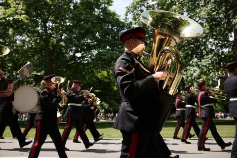 A military band performs on Thursday.