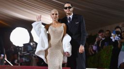 US socialite Kim Kardashian and comedian Pete Davidson arrive for the 2022 Met Gala at the Metropolitan Museum of Art on May 2, 2022, in New York. 