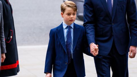 Prince George attends the memorial service for the Duke Of Edinburgh at Westminster Abbey on March 29, 2022.