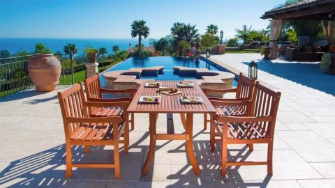 essential remote working products Havenside Home Surfside Eco-friendly 5-piece Wood Outdoor Dining Set