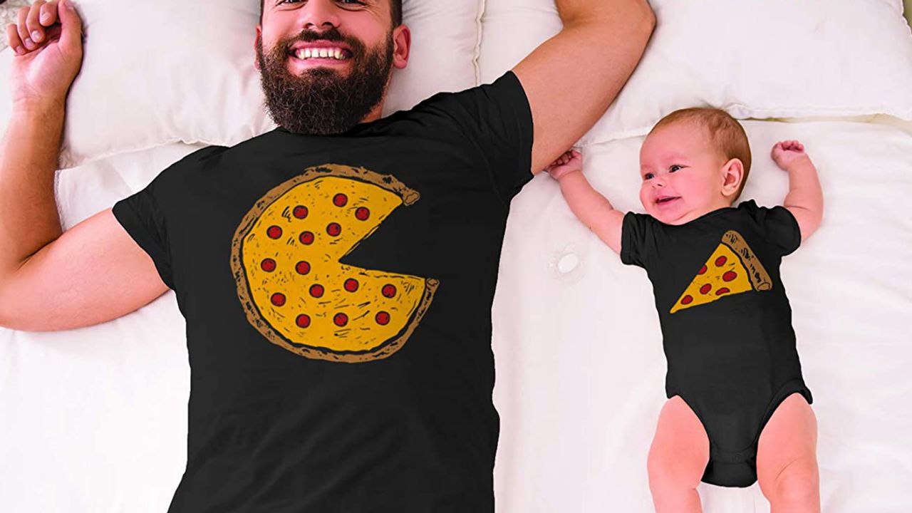 Threadrock Pizza Pie & Slice Infant Bodysuit & Men's T-Shirt Matching Set 