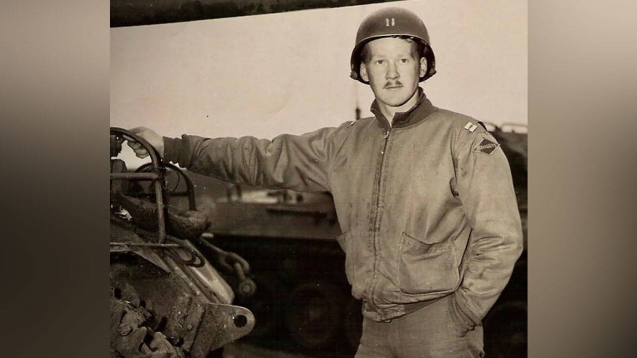 US Army Ranger John Raaen is pictured in uniform during his service in World War II in Toul, France, in December 1944.