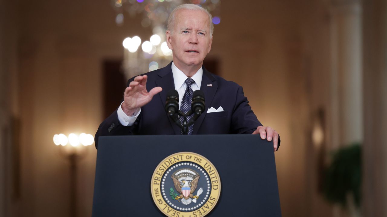 WASHINGTON, DC - JUNE 02: U.S. President Joe Biden delivers remarks on the recent mass shootings from the White House on June 02, 2022 in Washington, DC. In a prime-time address Biden spoke on the need for Congress to pass gun control legislation following a wave of mass shootings including the killing of 19 students and two teachers at an elementary school in Uvalde, Texas and a racially-motivated shooting in Buffalo, New York that left 10 dead.