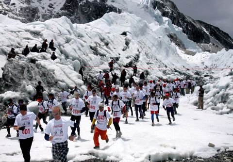 <strong>Everest:</strong> The world's highest marathon, runners begin at Base Camp (elevation 5,364 meters) and end at in the Nepalese town of Namche Bazar.