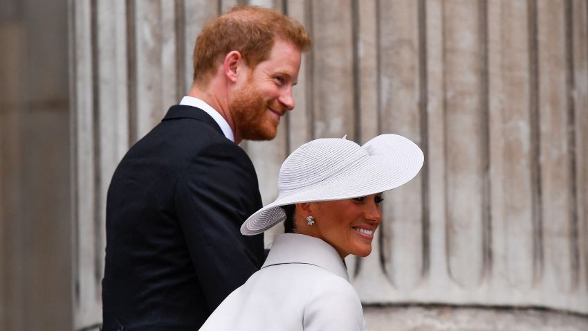 Britain's Prince Harry and Meghan, Duchess of Sussex, arrive for the National Service of Thanksgiving held at St Paul's Cathedral during the Queen's Platinum Jubilee celebrations in London, Britain, June 3, 2022. REUTERS/Toby Melville/Pool