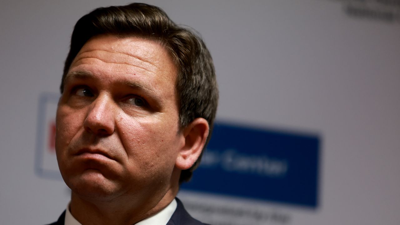 Florida Gov. Ron DeSantis speaks during a news conference in Miami on May 17, 2022.