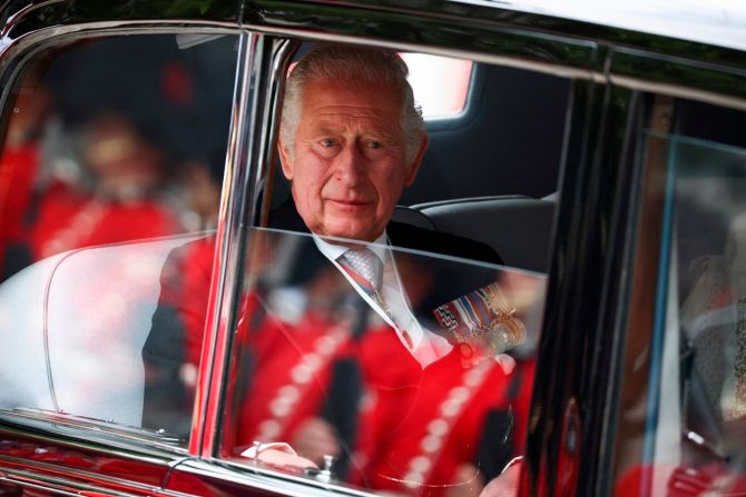 Prince Charles arrives for Friday's service. Another one of the Queen's sons, Prince Andrew, was notably absent after testing positive for Covid-19.