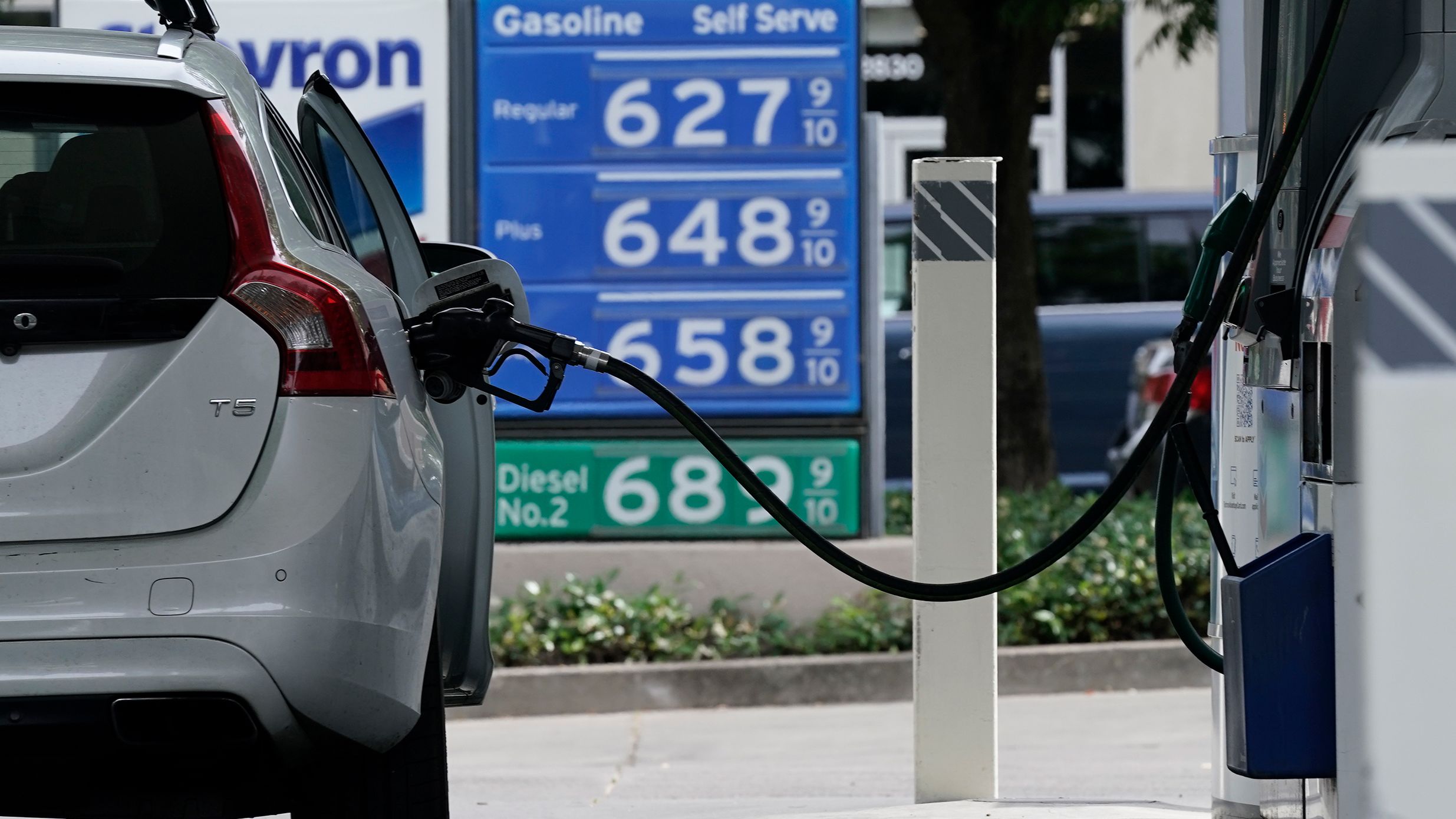 Gas prices over the $6 dollar mark are displayed at a gas station in Sacramento, California, on 
