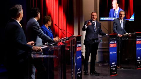 Candidates for Los Angeles mayor debate on March 22, 2022. 