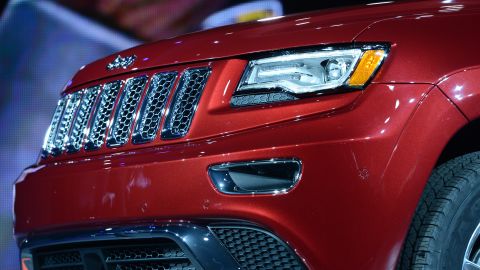 Detail on the 2014 Jeep Grand Cherokee as it is introduced at the 2013 North American International Auto Show in Detroit, Michigan, January 14, 2013. 