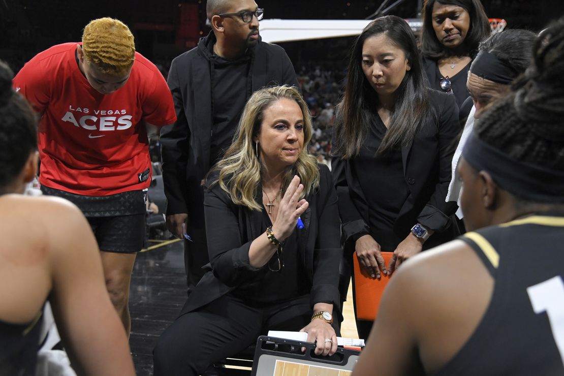 Becky Hammon directs her team during the game against the Los Angeles Sparks on May 23.