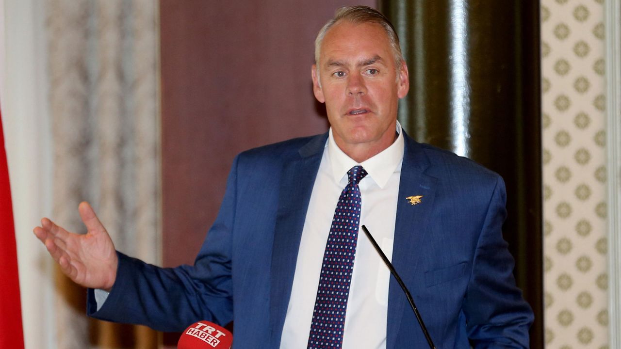 Former United States Secretary of the Interior Ryan Zinke speaks during a meeting held by American Turkish Business Development (ATBD) Council in Istanbul, Turkey on July 23, 2019. 