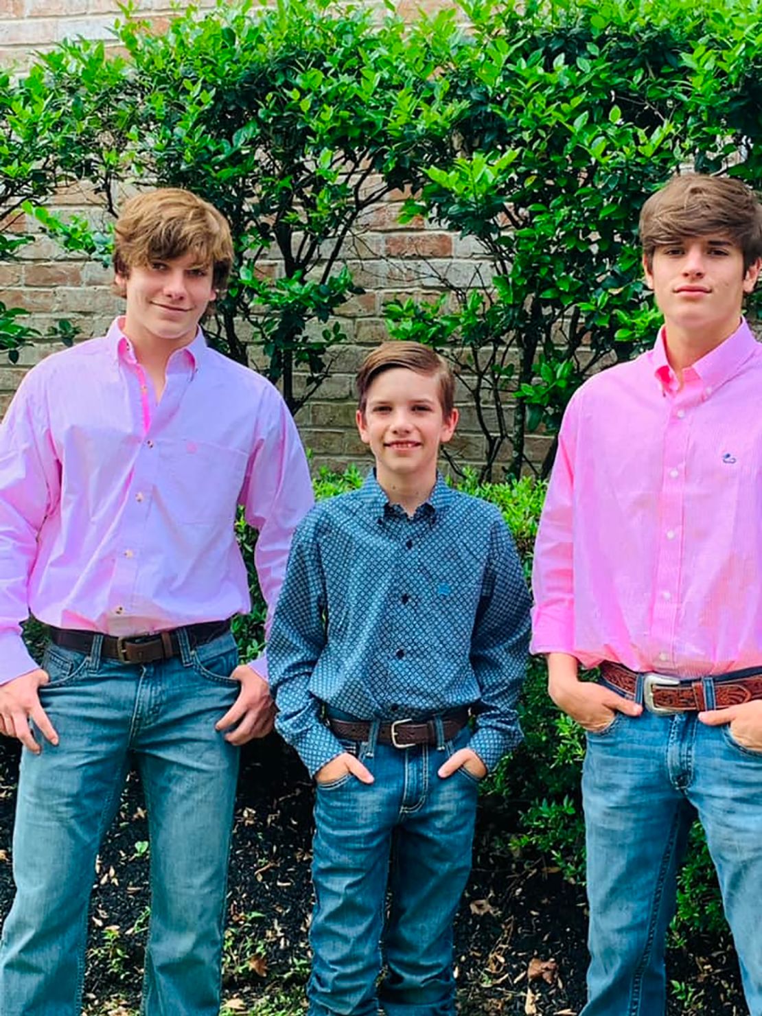 From left, Carson Collins, 16, Hudson Collins, 11, and Waylon Collins, 18.