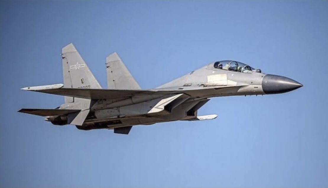 A Chinese PLA J-16 fighter jet in an undated file photo released by the Taiwan Ministry of Defense.