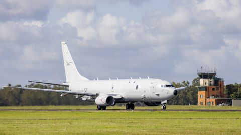 A Royal Australian Air Force P-8 Poseidon aircraft at an airbase in Amberly, Australia, on January 17, 2022.