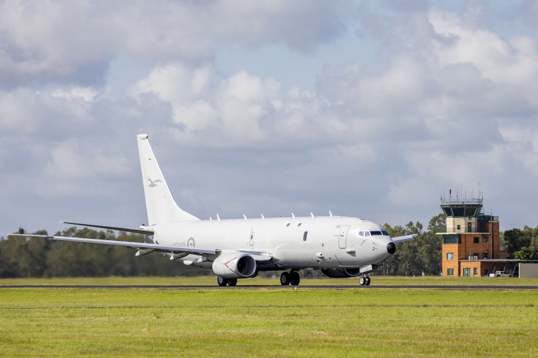 A Royal Australian Air Force P-8 Poseidon aircraft at an airbase in Amberly, Australia, on January 17, 2022.