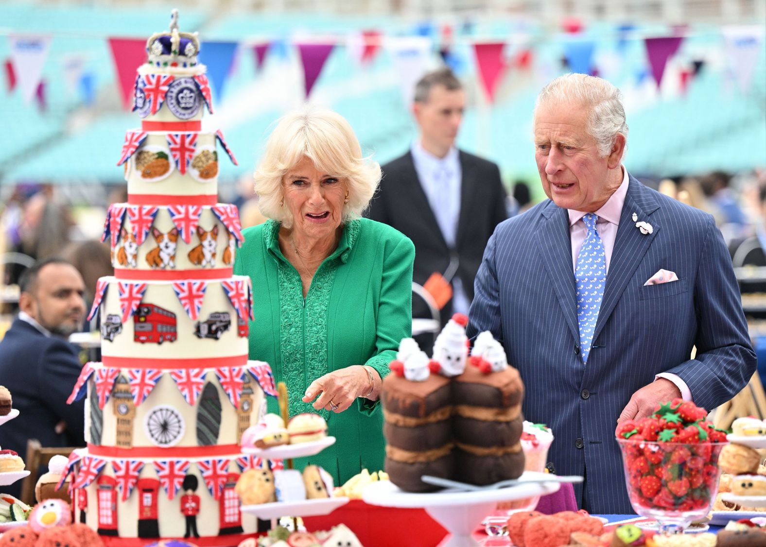 Prince Charles and his wife Camilla, the Duchess of Cornwall, attend a Big Jubilee Lunch event Sunday in London. There were similar lunchtime events taking place in other communities across the country.