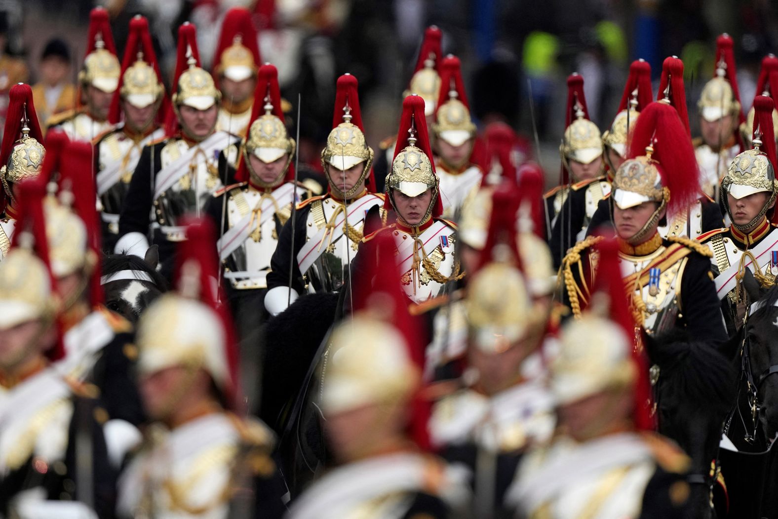 Soldiers parade during the People's Pageant in London on Sunday.