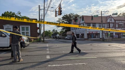The Chattanooga Police Department investigates the scene following a shooting on Sunday, June 5, 2022, in Chattanooga, Tennessee.